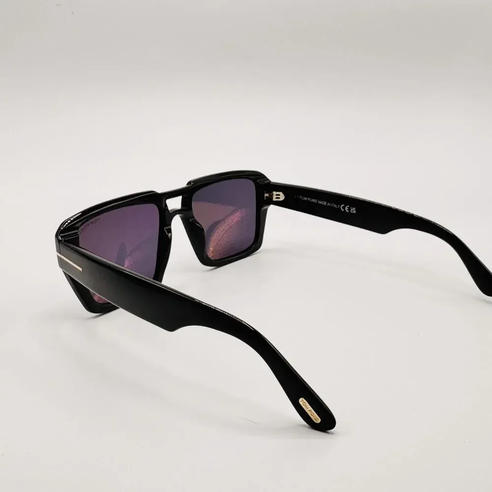 Tom Ford Sunglasses Redford TF1153 01A Shiny Black Pilot Frame Gray Lens 56mm
